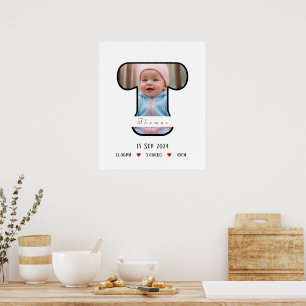 LETTRE Bébé T Personnalisée Avec Poster Bordure
