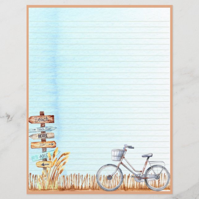 LETTRE Bicyclette ÉTÉ BORD DE LA PLAGE Papier (Devant)