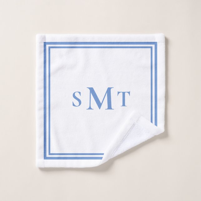 LETTRE BLEUE ET BLANCHE TROIS LETTRE MONogramme (Gant de toilette)
