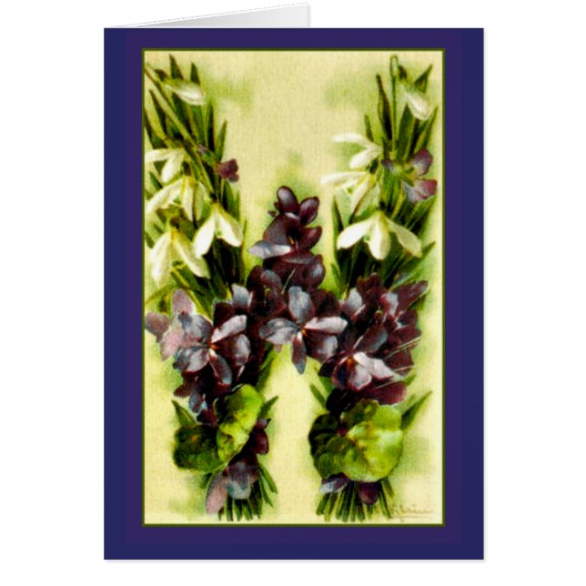 Lettre bleue W de violettes d'alphabet de fleur de (Devant)