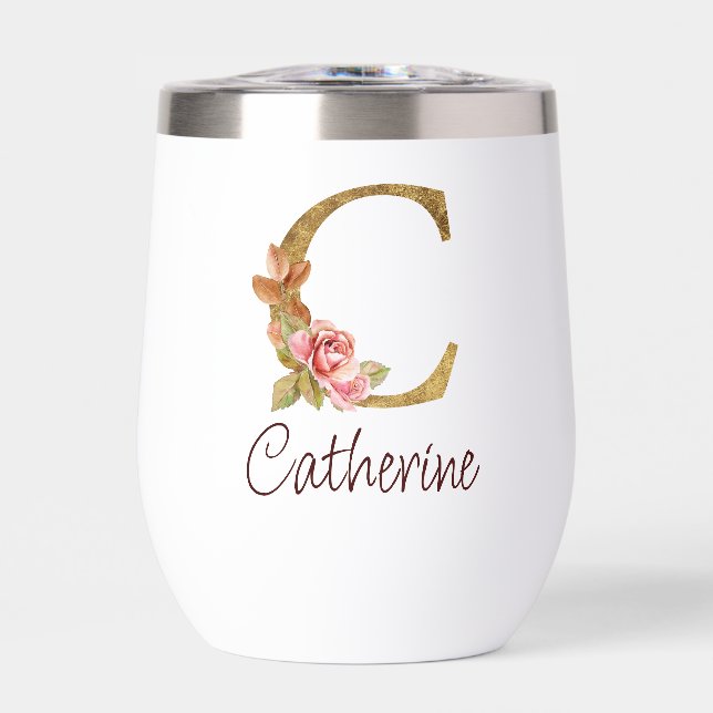 LETTRE C D'HUILE D'OR ROUGE ROSE BLANCHE (Avant)