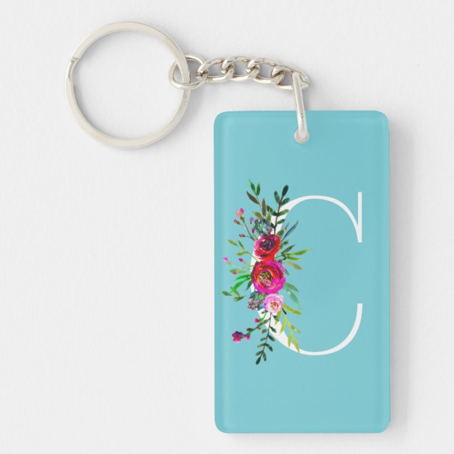 Lettre C Monogramme initial Floral Couleur personn (Devant)
