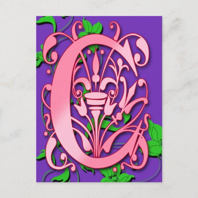 Lettre C Monogramme initial sur les cartes violett (Devant)