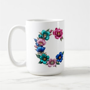Lettre C Mug de café - Design floral pour le don