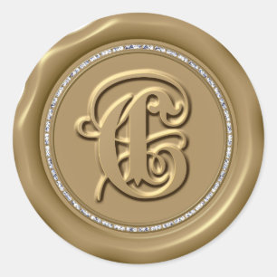 *~* Lettre C Stickers Cercle de diamant cire d'or