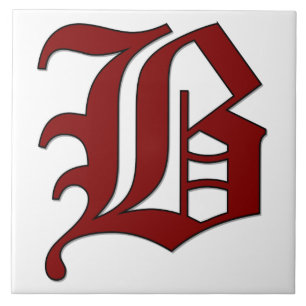 Lettre Canterbury B en carreaux Monogrammes rouges