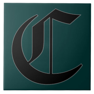 Lettre Canterbury C en carreaux Monogrammes noirs