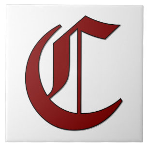 Lettre Canterbury C en carreaux Monogrammes rouges