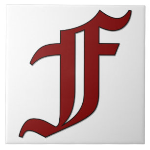 Lettre Canterbury F en carreaux Monogrammes rouges