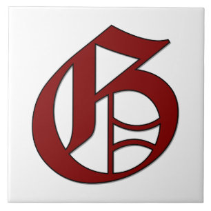Lettre Canterbury G en carreaux Monogrammes rouges