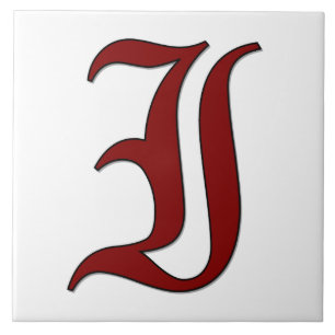 Lettre Canterbury I en carreaux Monogrammes rouges