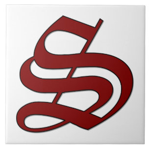 Lettre Canterbury S en carreaux Monogrammes rouges