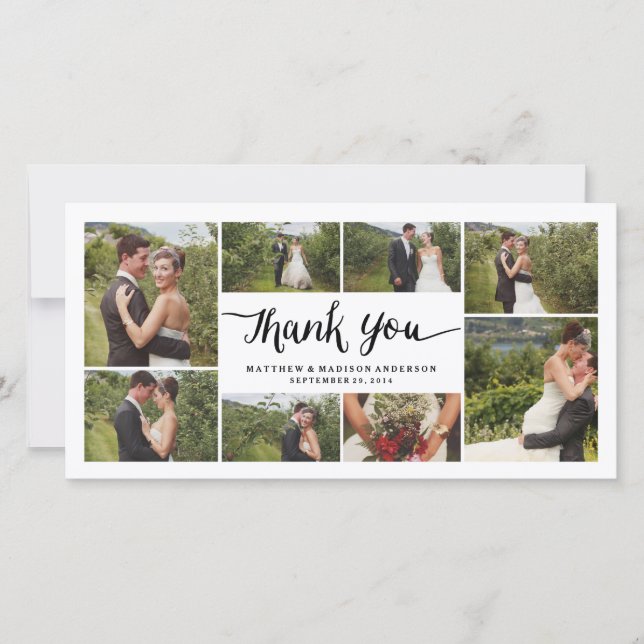 Lettré | Carte photo mariage Merci (Devant)