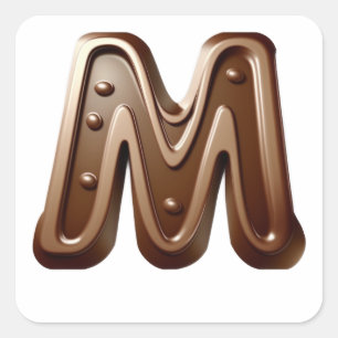 Lettre chocolatée M autocollants