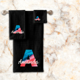 Lettre classique Un corail bleu monogrammé noir