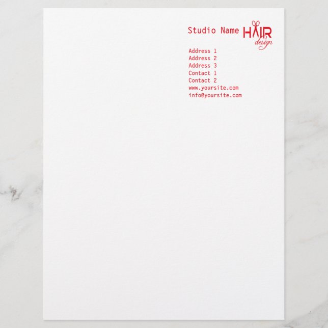 Lettre Customisée Design de cheveux 1 - En-tête (Devant)