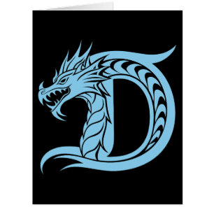 Lettre D de style dragon, alphabet du dragon, mono
