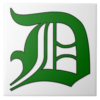 Lettre D en Carreaux Monogrammes verts