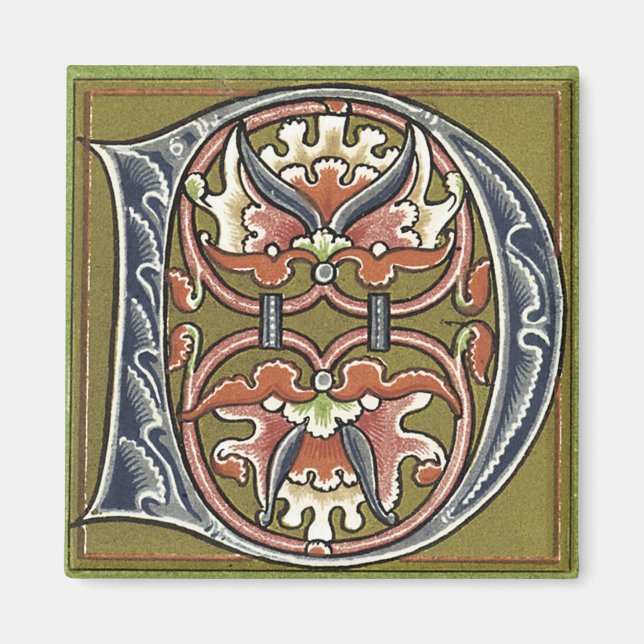 Lettre 'D' en couleur - Aimant (Devant)