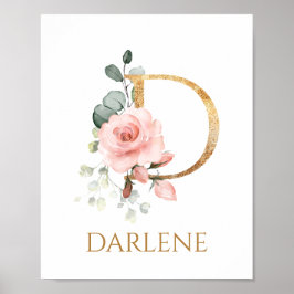 Lettre D Monogramme Peach rose Poster