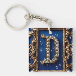 Lettre D Ornée Dorée avec des Bijoux