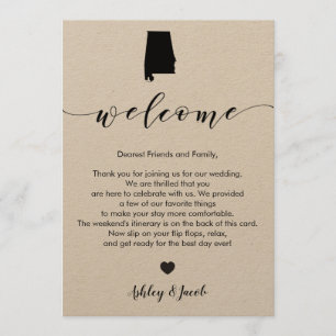 Lettre d'accueil de mariage de l'Alabama et carte