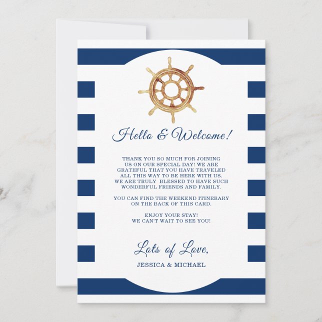 Lettre d'accueil Mariage nautique Carte Itinéraire (Devant)