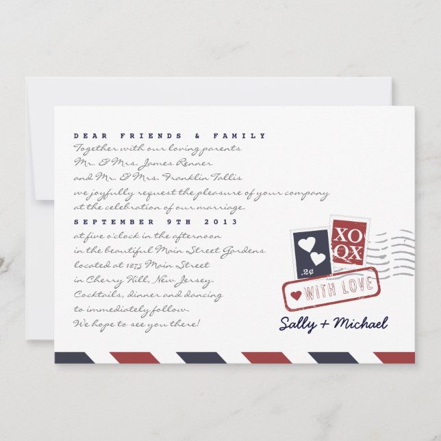 Lettre d'amour d'Airmail Invitation de note person (Devant)