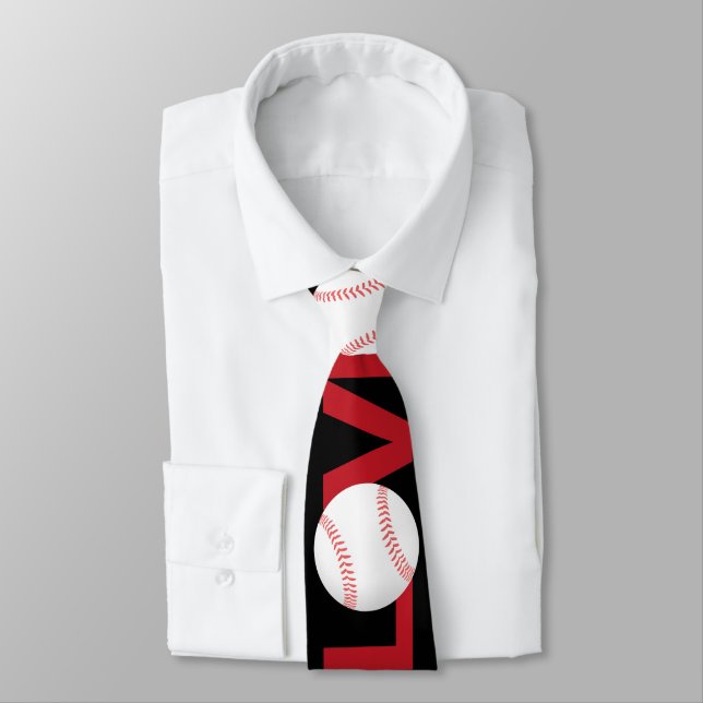 lettre d'amour de baseball gris rouge Cravate (Attaché)