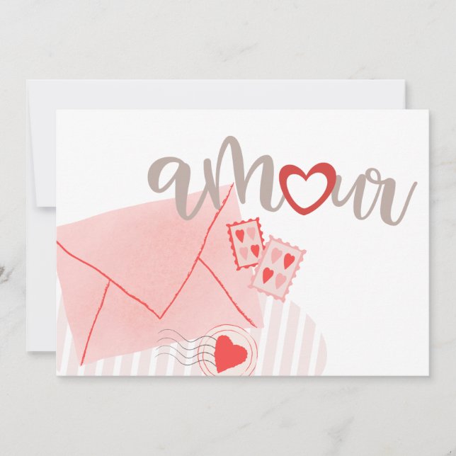 Lettre d'amour pastel Cœur rose Carte de vœux de l (Devant)