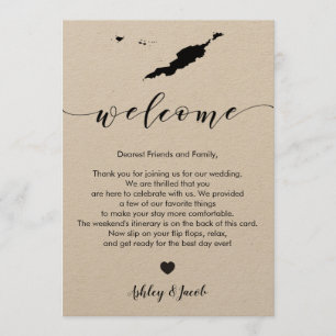 Lettre de bienvenue du Mariage Anguilla et carte d