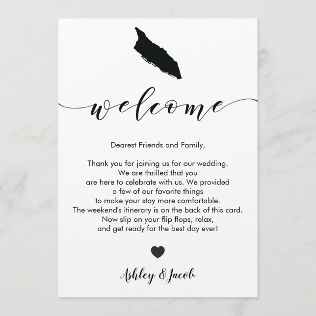 Lettre de bienvenue du Mariage Aruba et carte d'id (Devant)