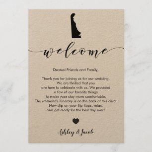 Lettre de bienvenue du Mariage Delaware et carte d