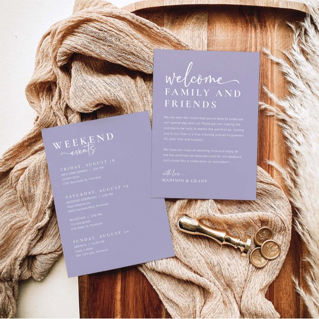 Lettre de bienvenue du mariage et carte de chronol (Créateur téléchargé)