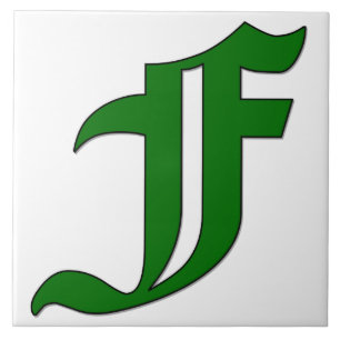 Lettre de diplôme F en Carreaux Monogrammes verts