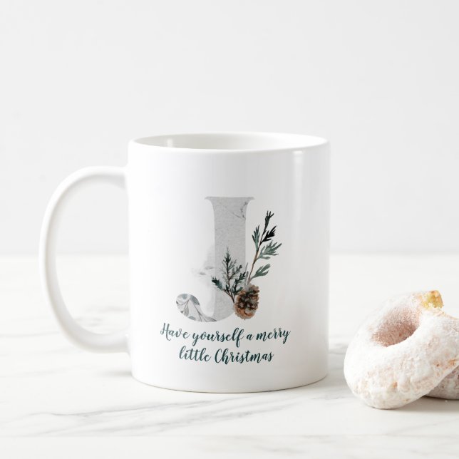 Lettre de Noël J Alphabet Café Mug (Avec donut)