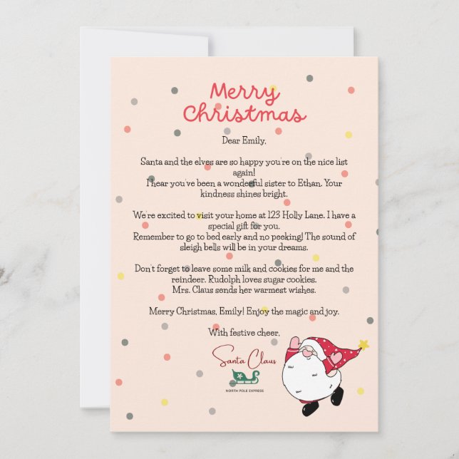 Lettre de Noël personnalisée Carte de Noël (Devant)
