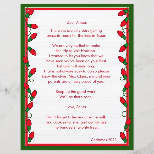 Lettre de Père Noël Red Ornamy Papier (Devant)