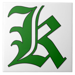 Lettre diplôme K en Carreaux Monogrammes verts