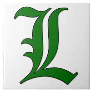 Lettre diplôme L en Carreaux Monogrammes verts