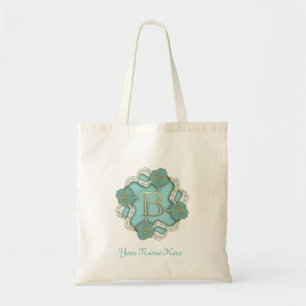 Lettre d'or B Monogramme floral Sac personnalisé