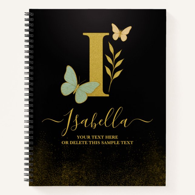 Lettre d'or I Carnet papillon couverture (Devant)