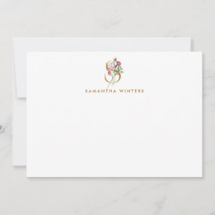 LETTRE D'OR MONOGRAPHIQUE S Pretty Floral Carte No
