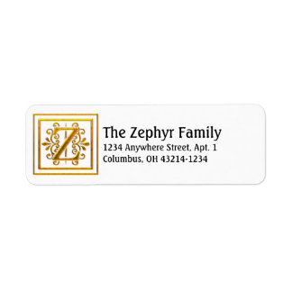LETTRE D'OR Z Élégant Étiquette de adresse