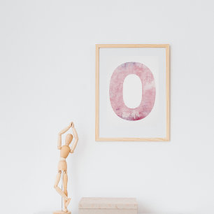 Lettre du nom de la fille O Poster d'aquarelle ros