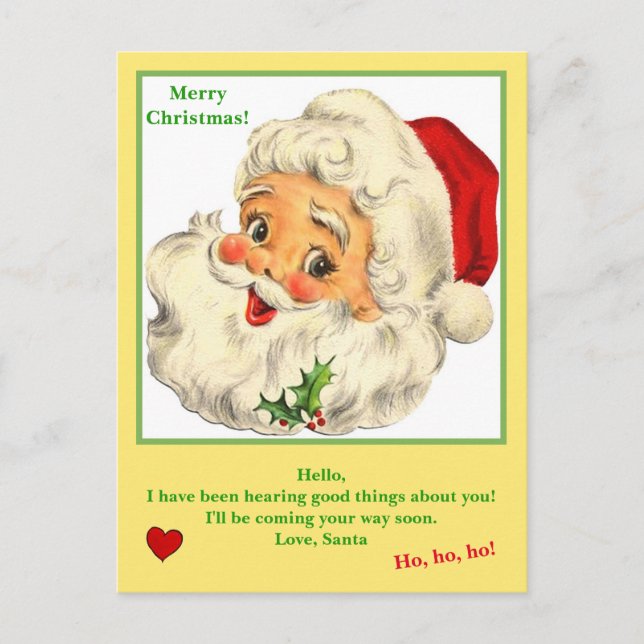 Lettre du Père Noël sur carte postale mignonne (Devant)