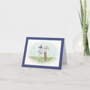 Lettre d'une carte de note aux oiseaux bleus