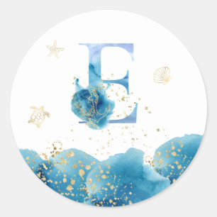 *~* LETTRE E- Autocollant d'enveloppe de plage Sea