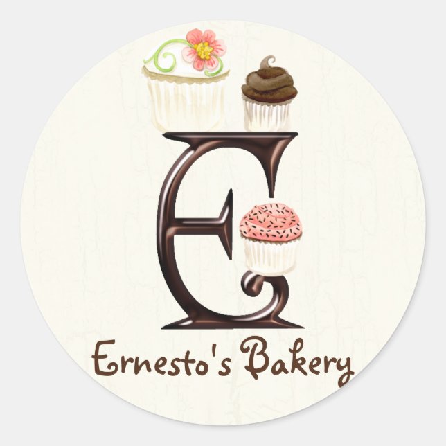 Lettre E Monogram Cupcake Logo Autocollants d'affa (Devant)