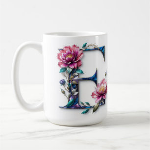 Lettre E Mug de café - Design floral pour le don